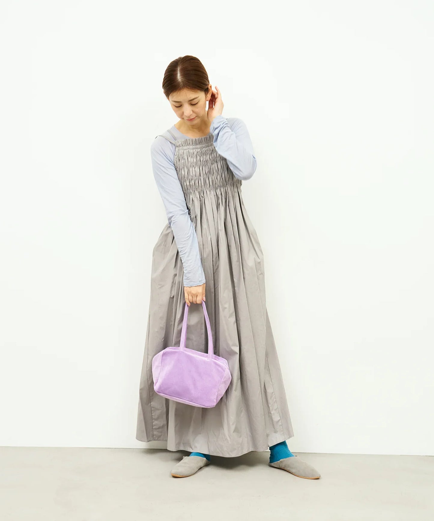 #39/ スクエアダッフル XS（lavender）/ ピッグスキン・ライニングスエード - REN