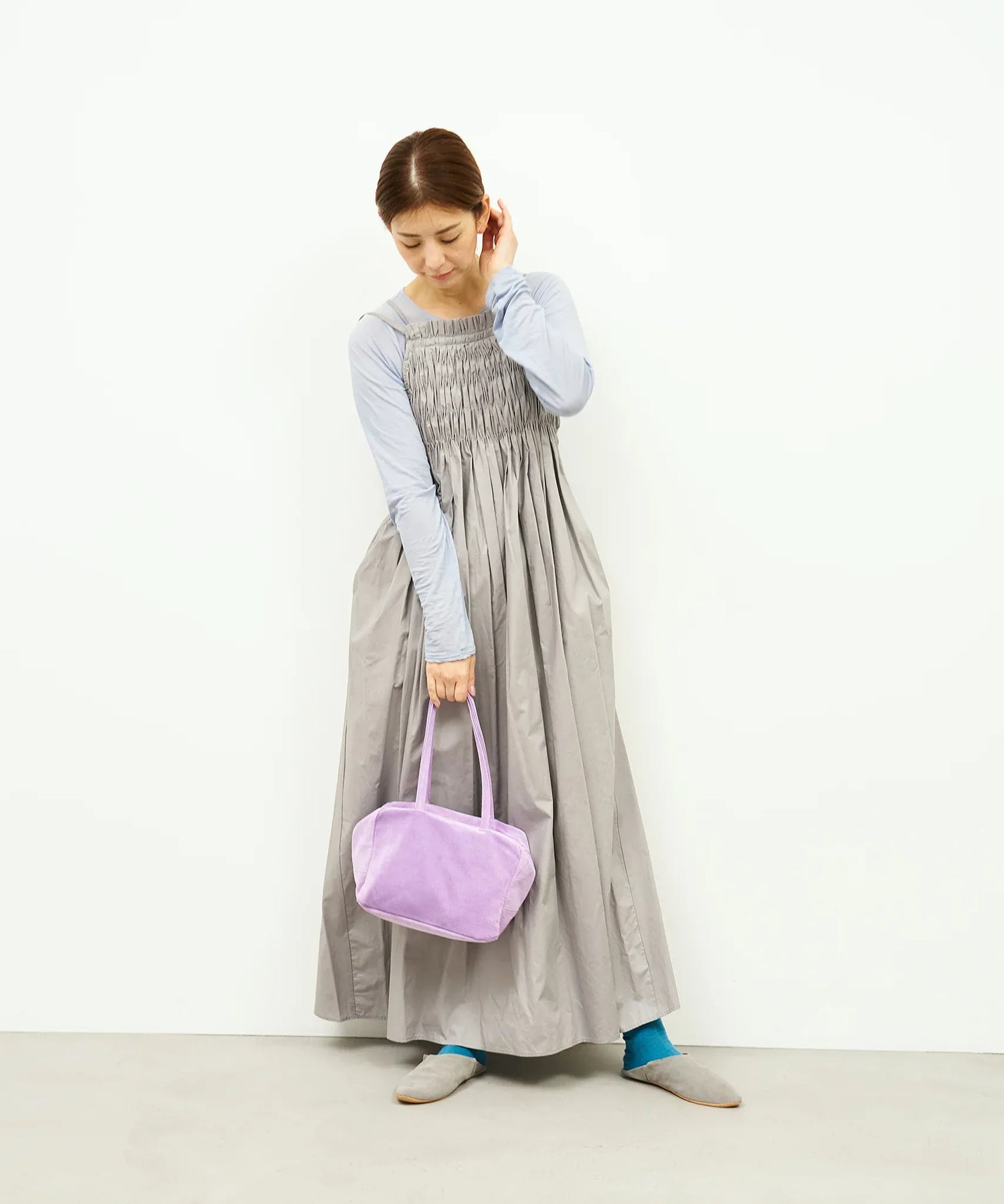 #39/ スクエアダッフル XS（lavender）/ ピッグスキン・ライニングスエード - REN