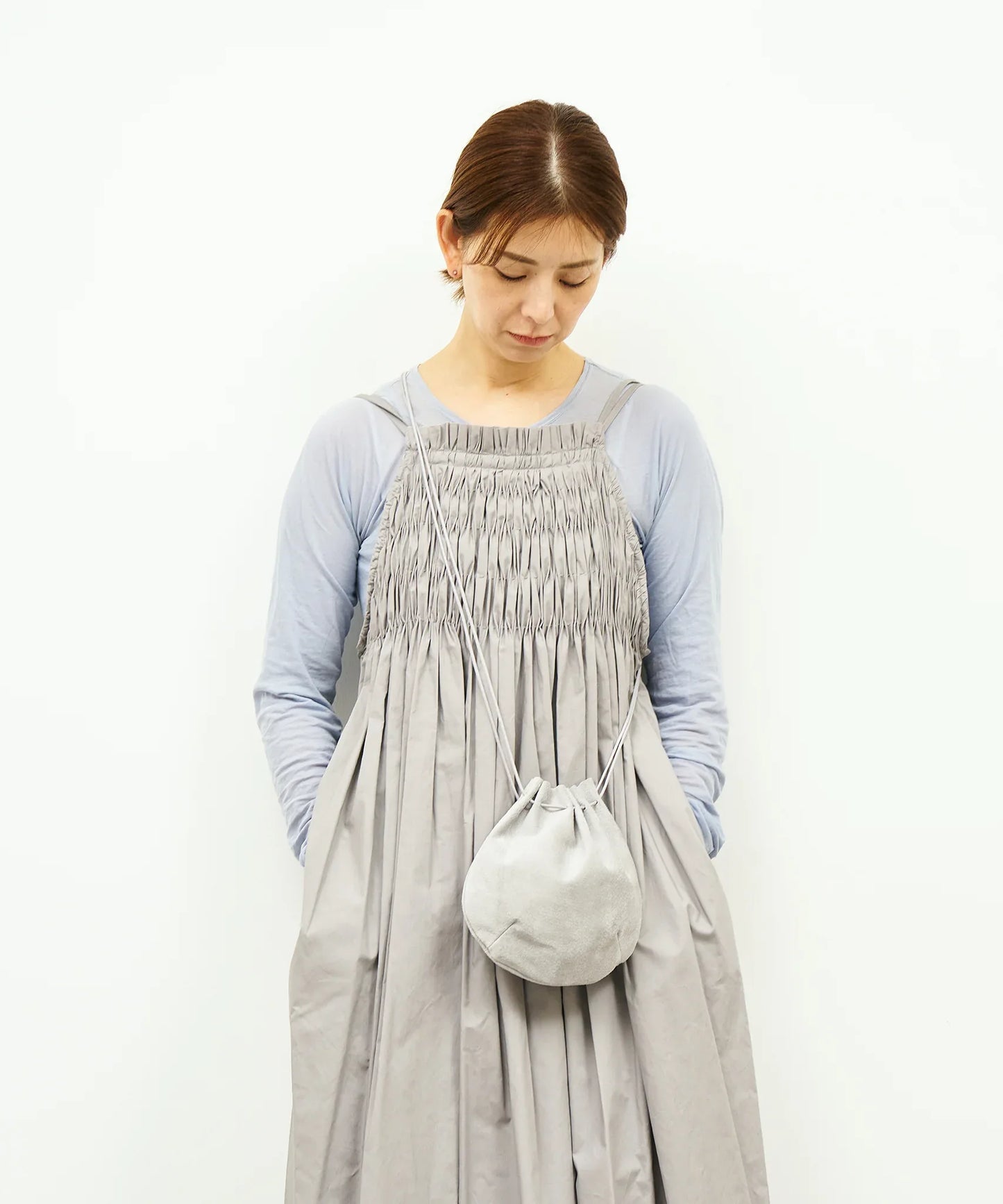#39/ バルーンショルダー（sand gray）/ ピッグスキン・ライニングスエード - REN