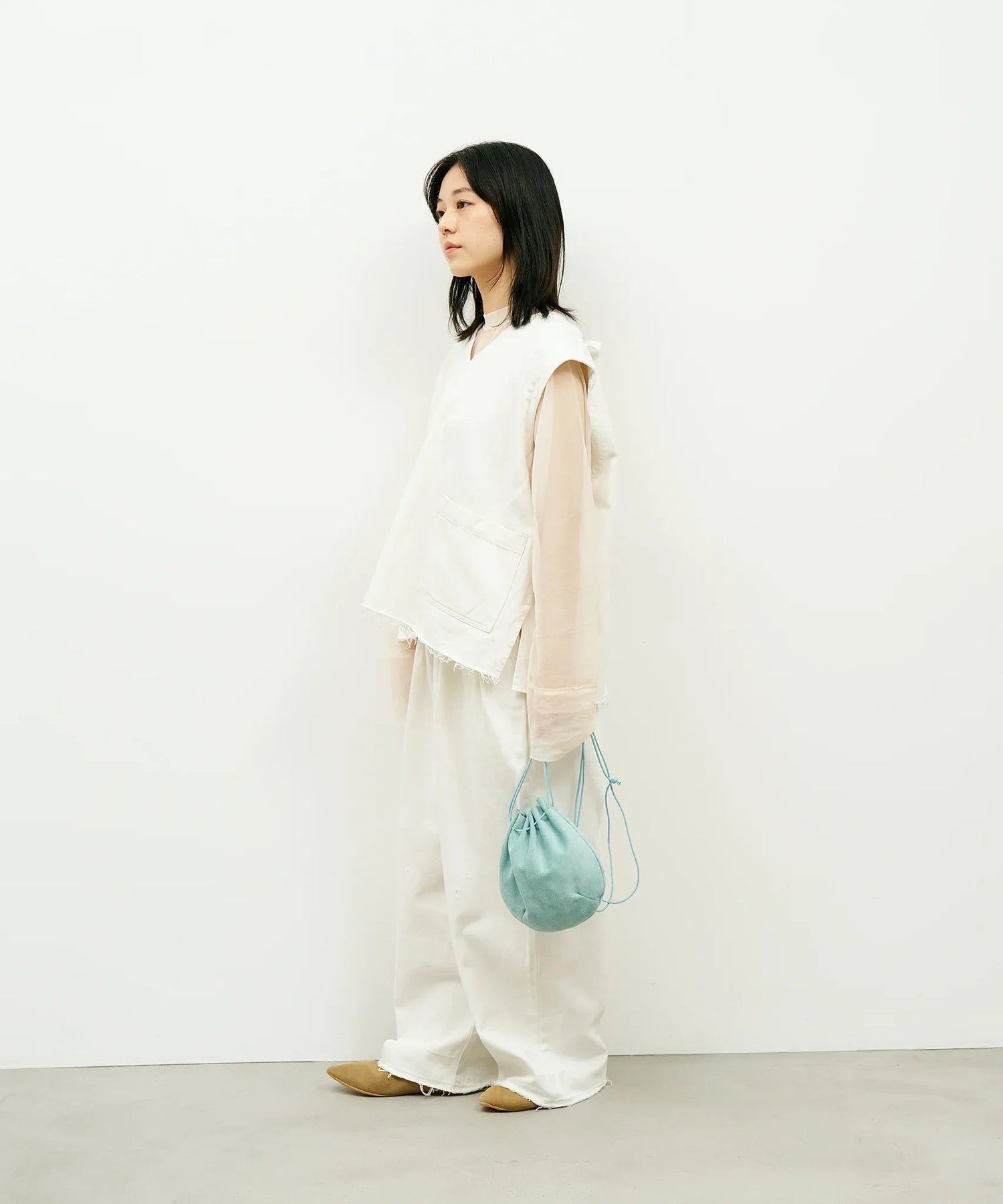 #39/ バルーンショルダー（clear mint）/ ピッグスキン・ライニングスエード - REN