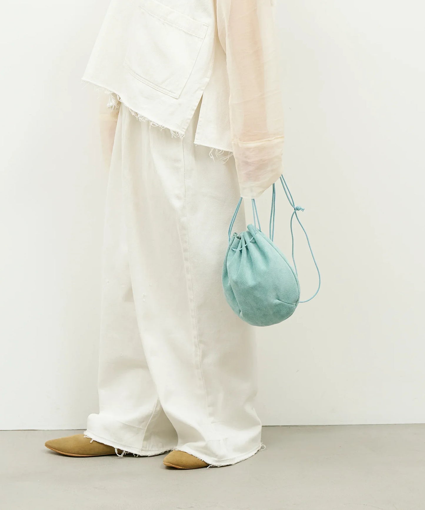 #39/ バルーンショルダー（clear mint）/ ピッグスキン・ライニングスエード - REN