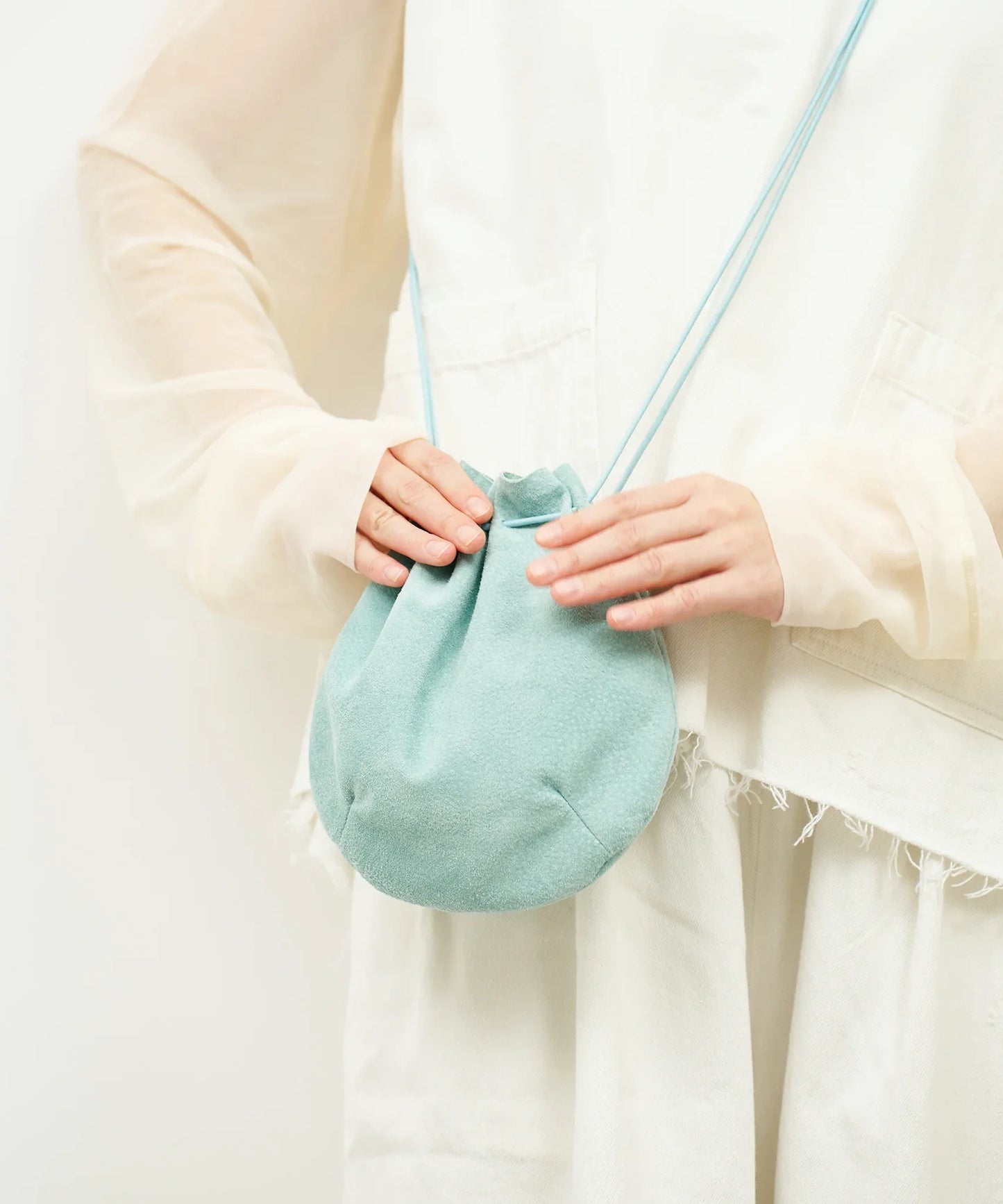 #39/ バルーンショルダー（clear mint）/ ピッグスキン・ライニングスエード - REN