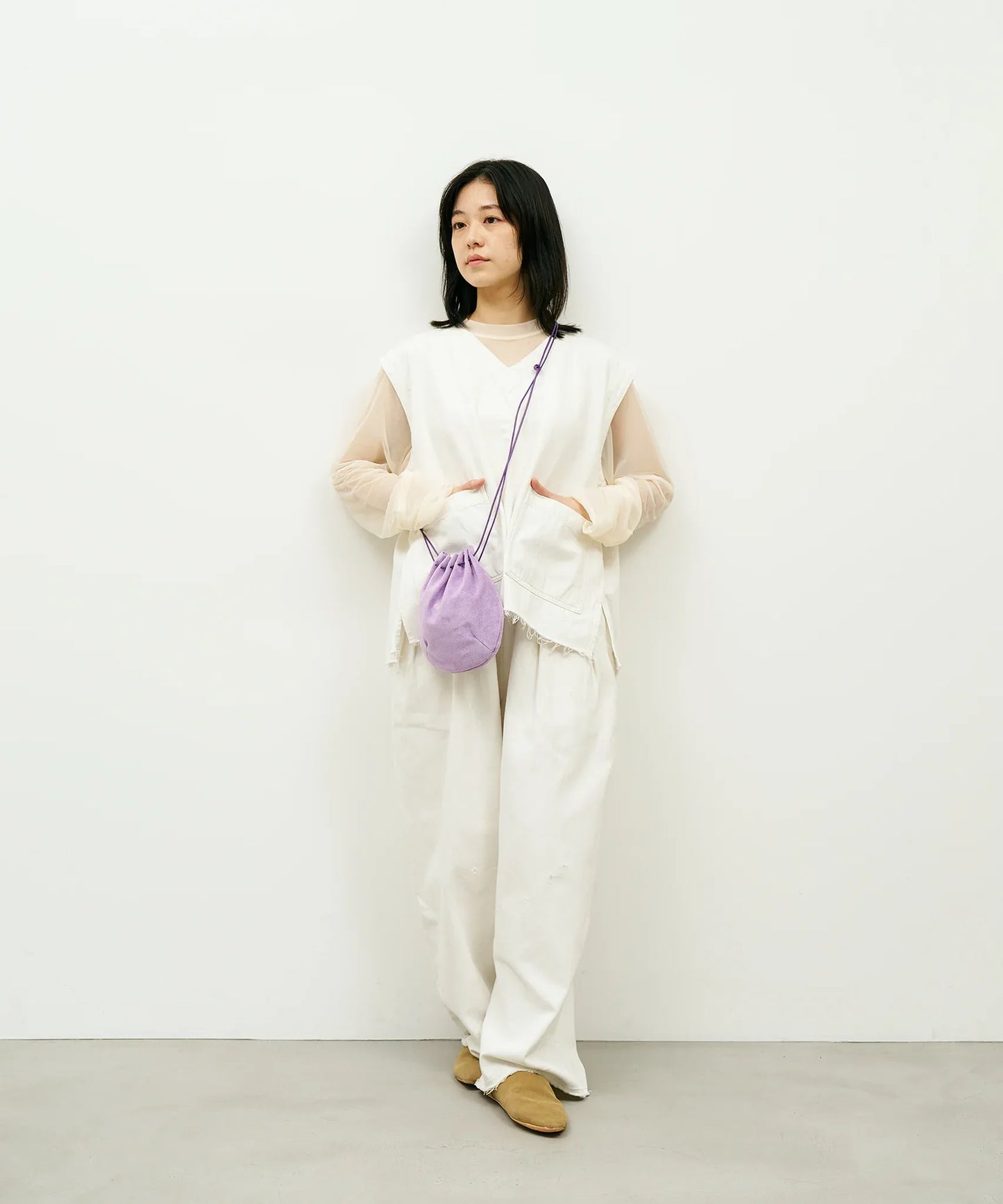 #39/ バルーンショルダー（lavender）/ ピッグスキン・ライニングスエード - REN