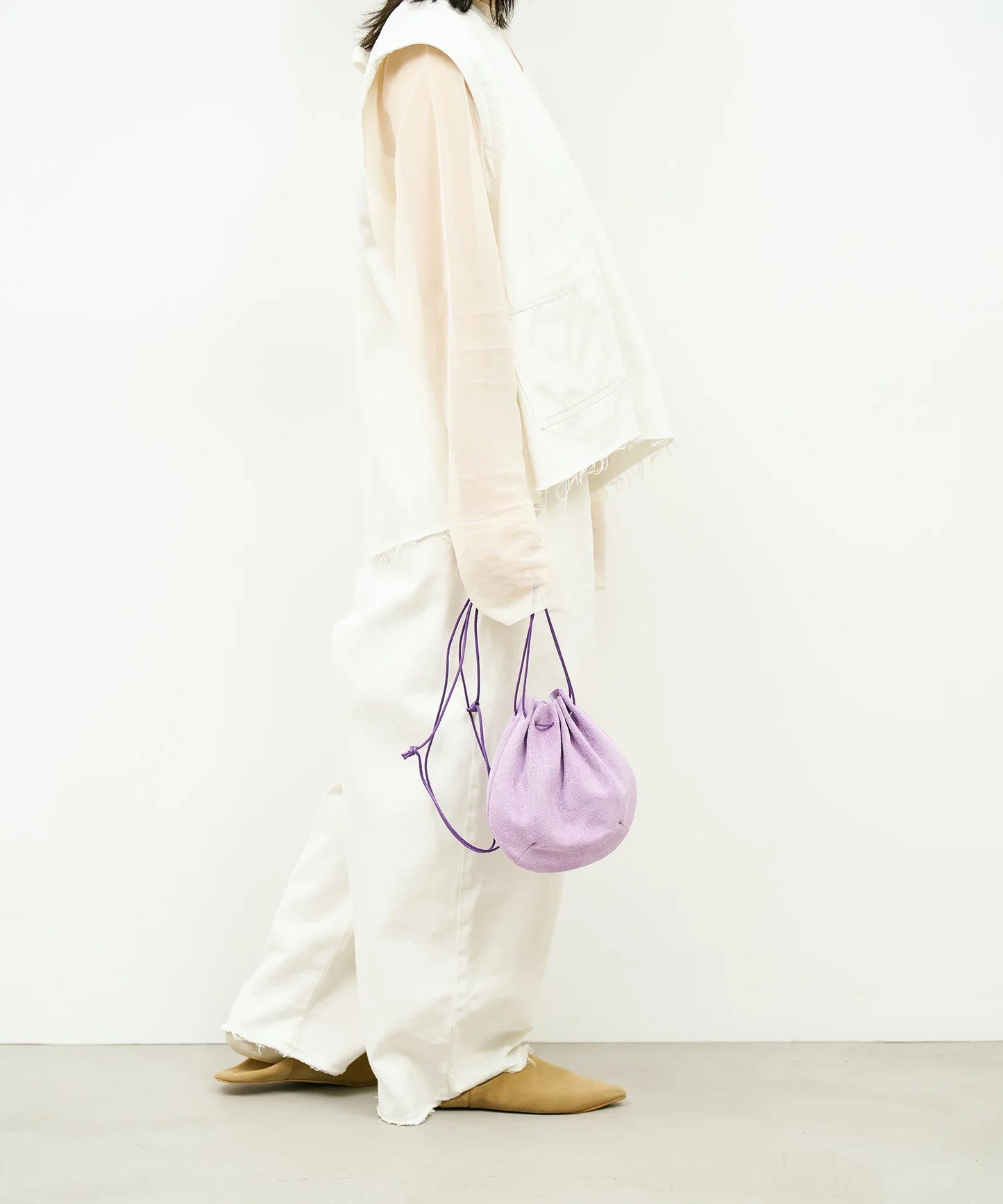 #39/ バルーンショルダー（lavender）/ ピッグスキン・ライニングスエード - REN