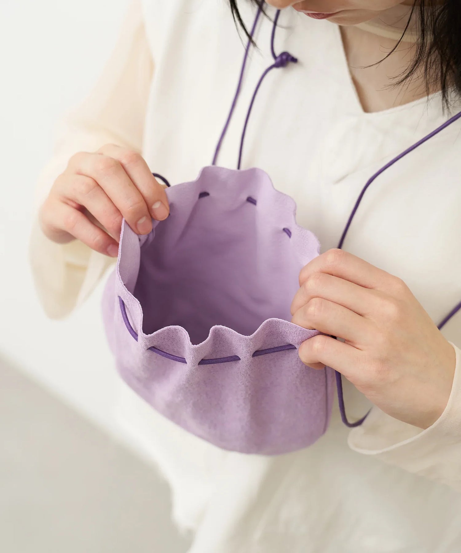 #39/ バルーンショルダー（lavender）/ ピッグスキン・ライニングスエード - REN