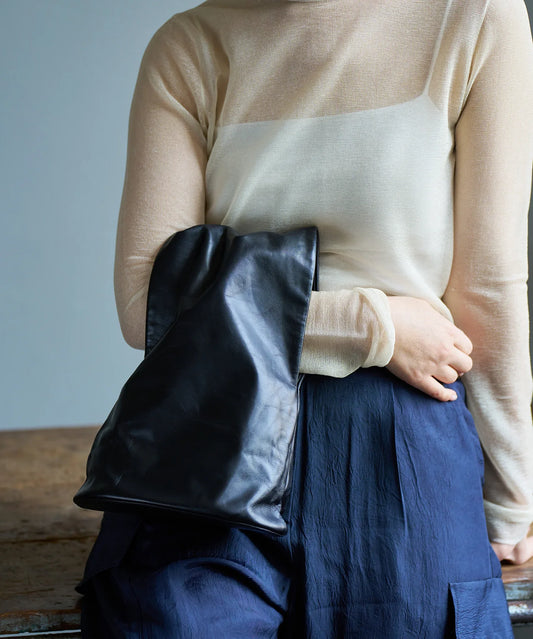 #45/ スリーブトート(black)/ 牛革・アペルト - REN