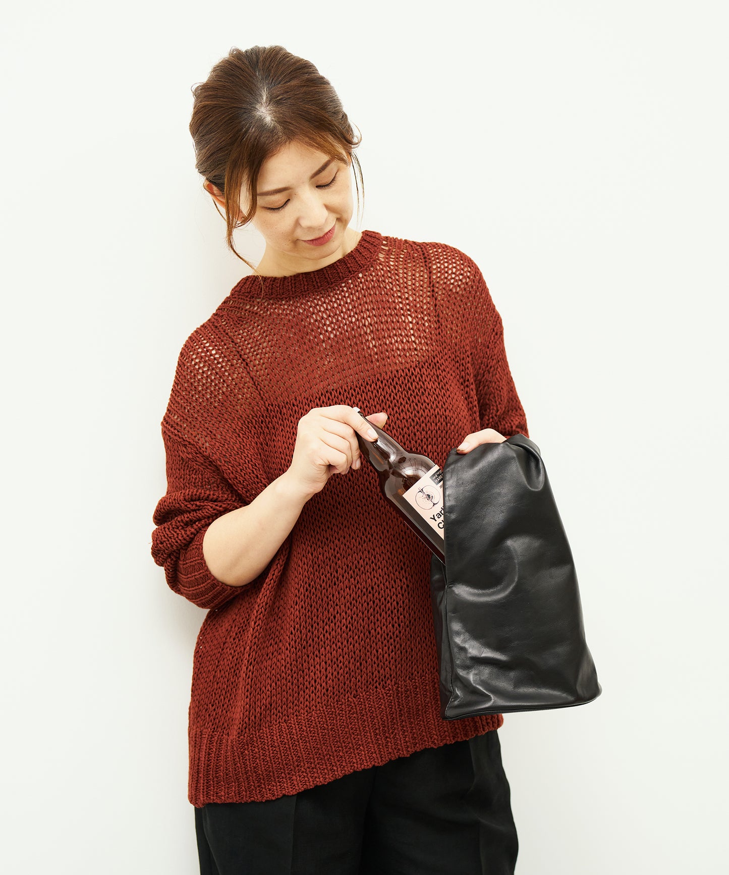 #45《BF SALE 10%》スリーブトート（black）/ 牛革・アペルト