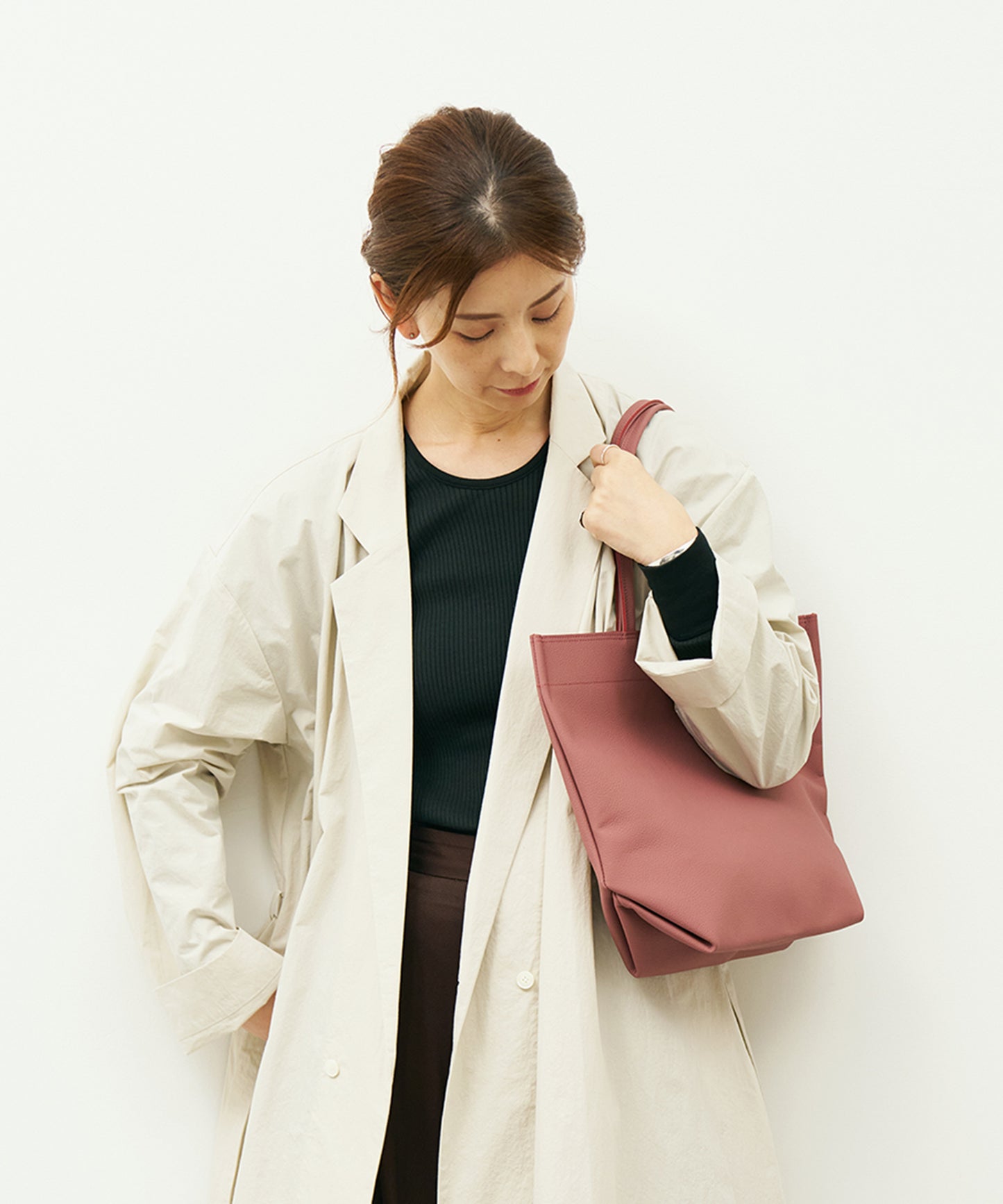 #51b/ ランチバッグM（rouge pink）/ 牛革・フィリップ