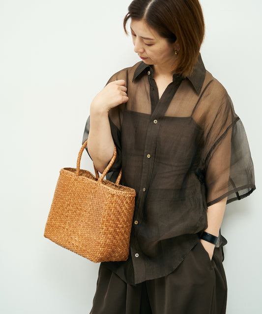 #57/ メルカドトート M（vintage tan）/ 牛革・バッファローメッシュ