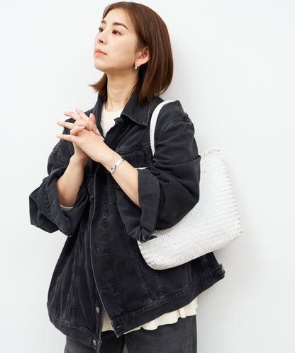 #57 / メルカドショッパー（rustic white） / 牛革・バッファローメッシュ