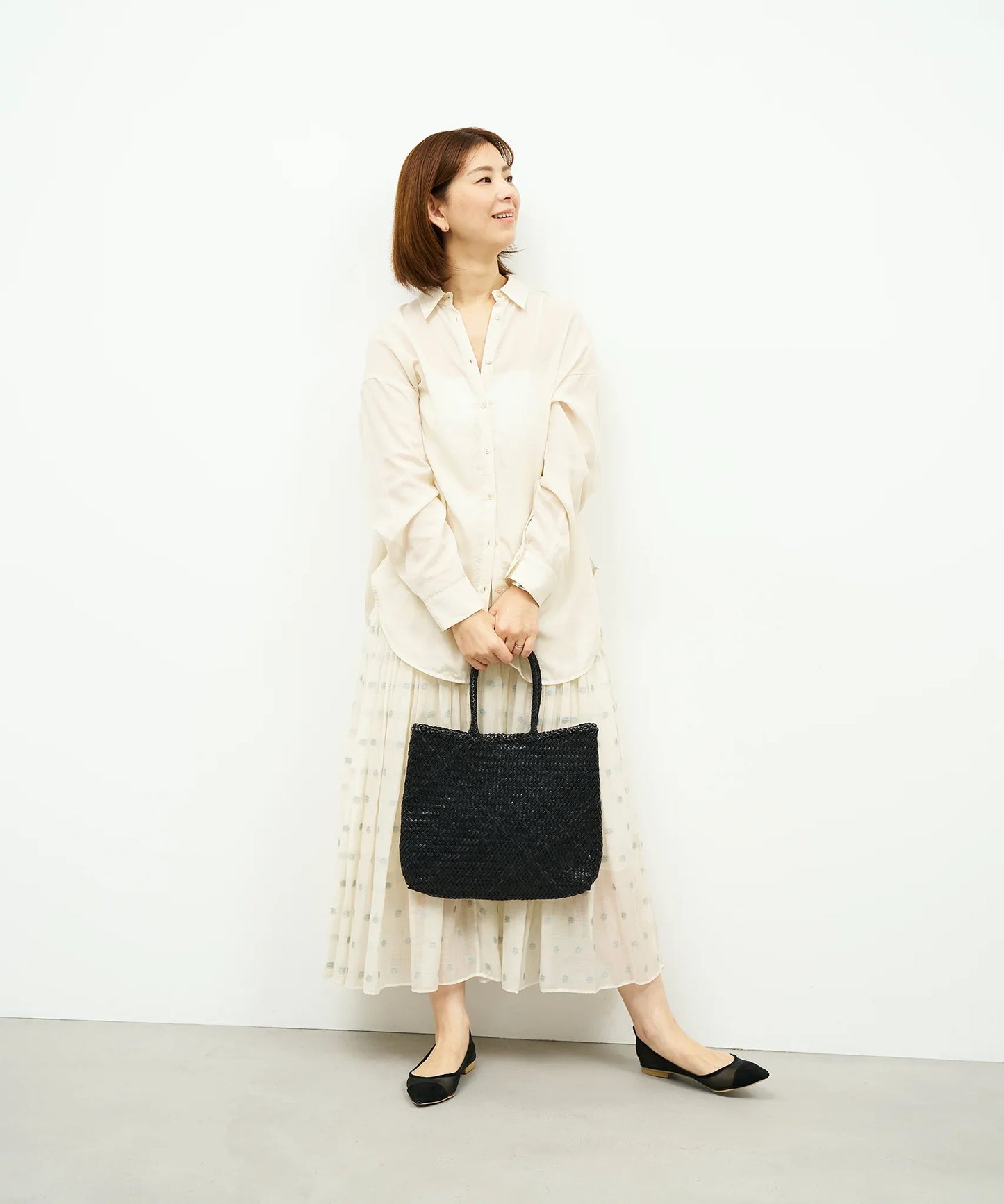 #57/ メルカドショッパー（black） / 牛革・バッファローメッシュ - REN