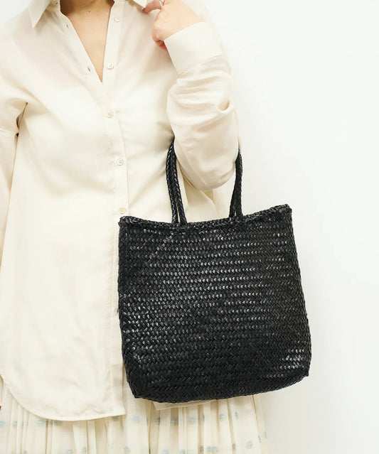 #57/ メルカドショッパー（black） / 牛革・バッファローメッシュ - REN