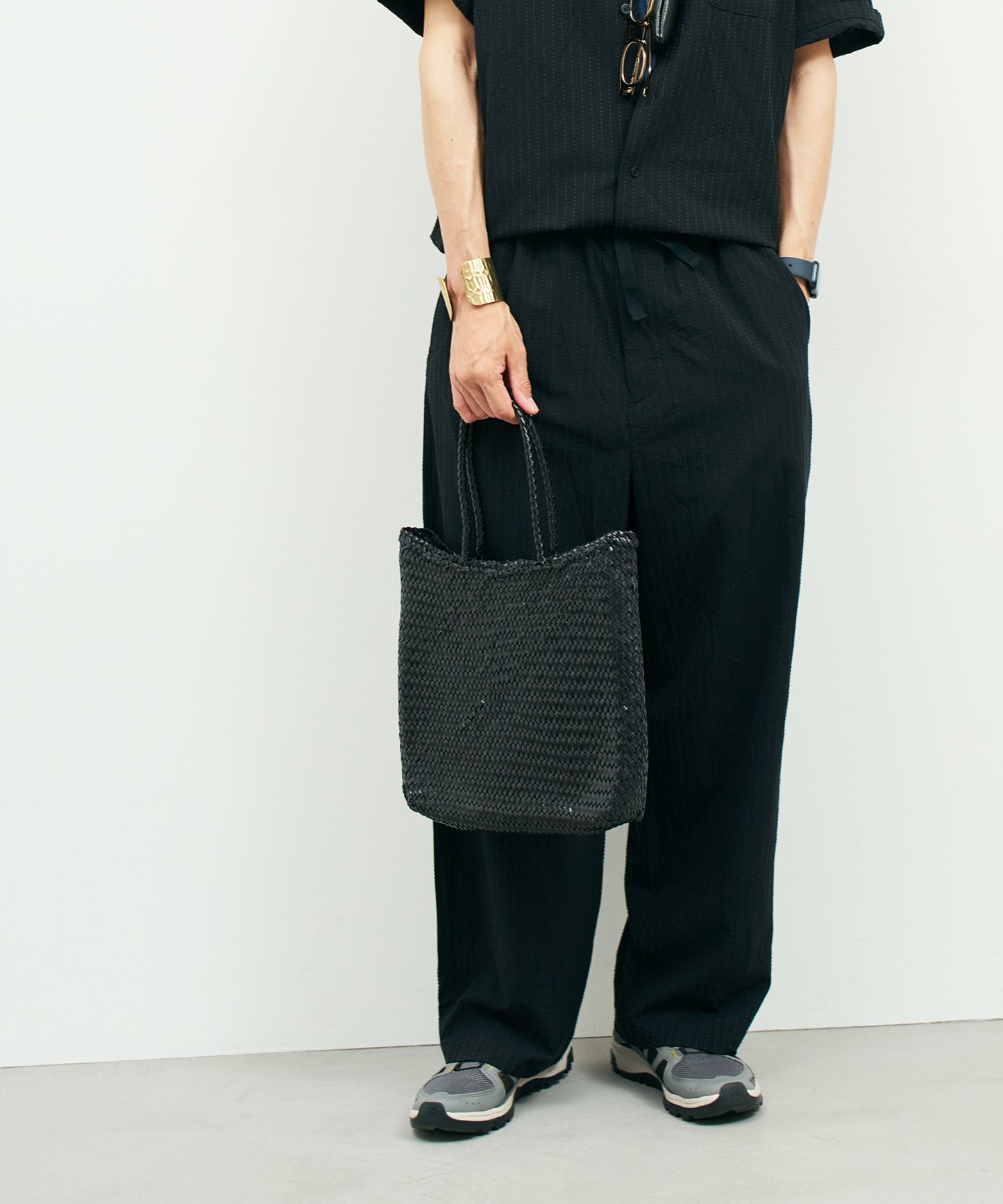 #57/ メルカドショッパー（black） / 牛革・バッファローメッシュ