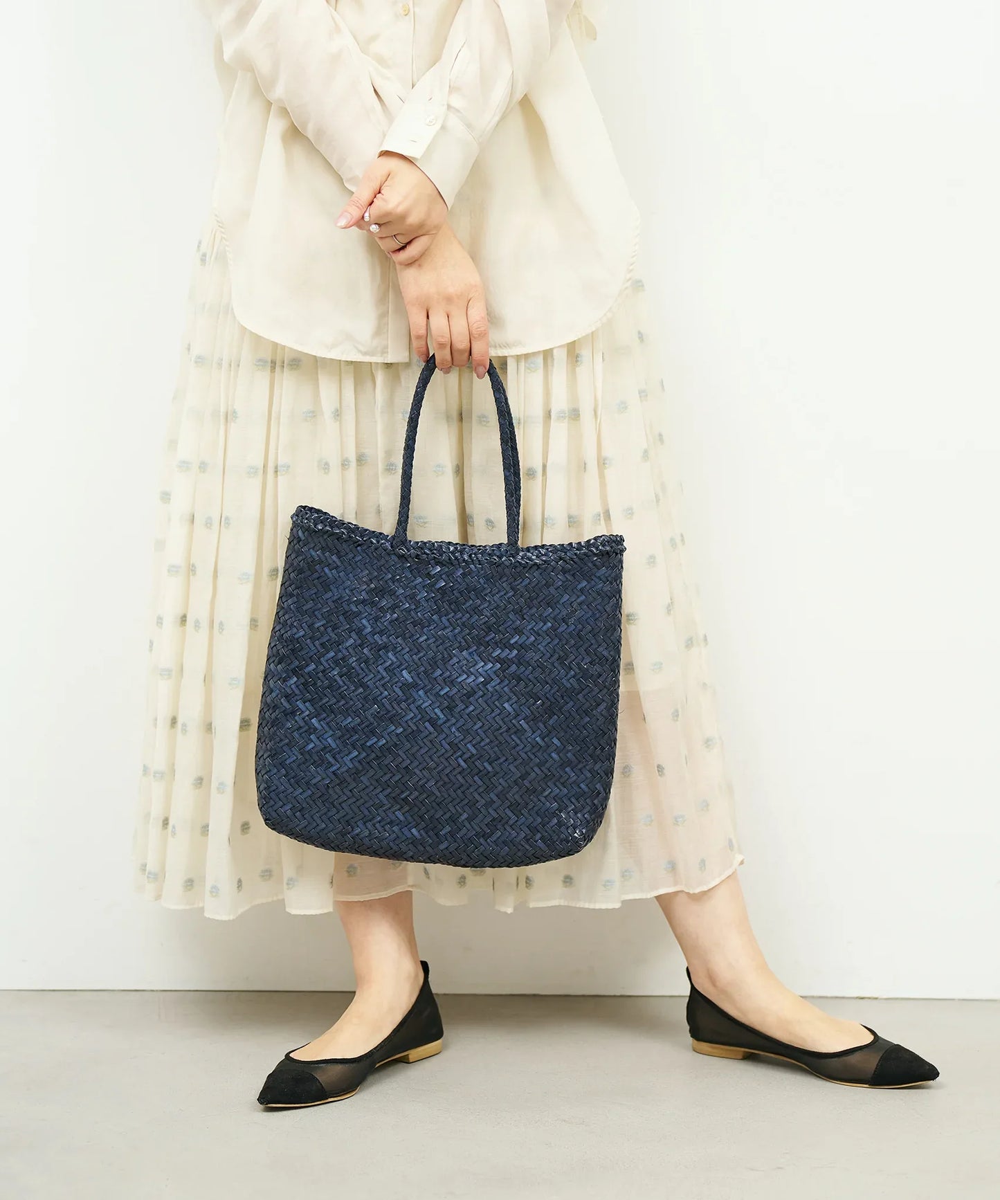 #57/ メルカドショッパー（classic navy） / 牛革・バッファローメッシュ