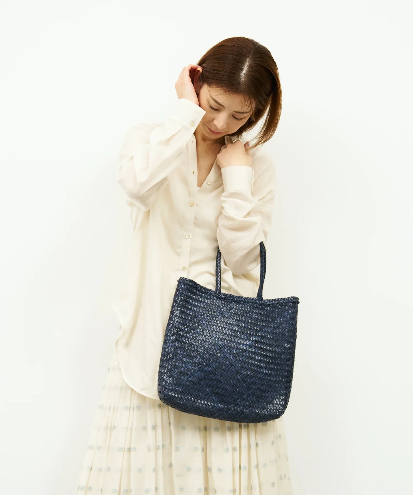 #57/ メルカドショッパー（classic navy） / 牛革・バッファローメッシュ