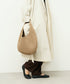#60/ サークルバスケットM（marron beige）/ 羊革・シープメッシュ