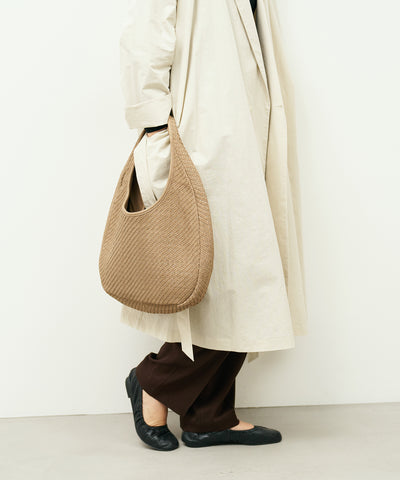 #60/ サークルバスケットM（marron beige）/ 羊革・シープメッシュ