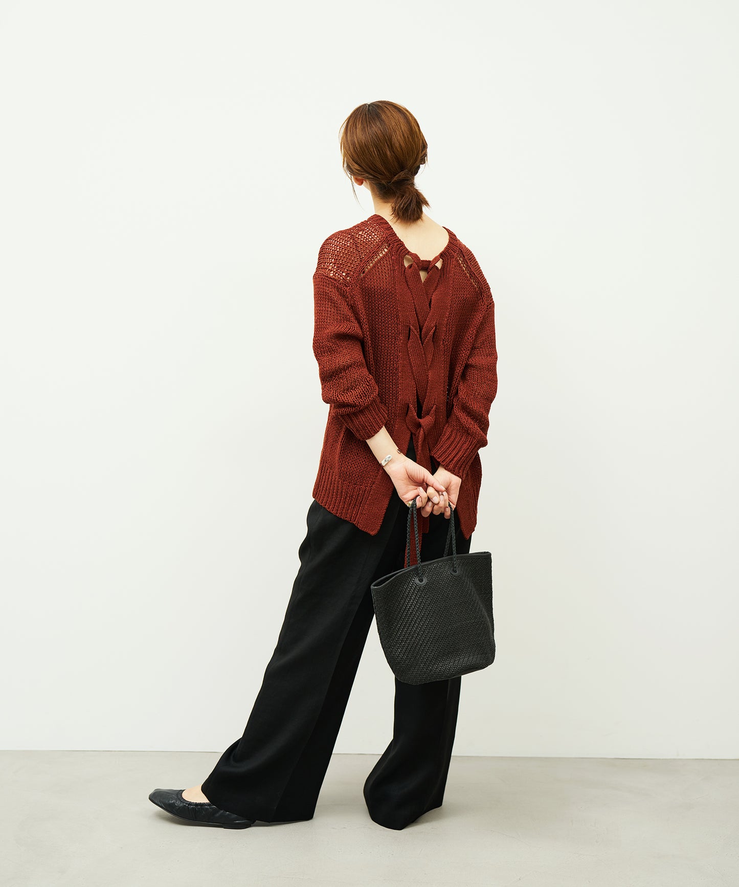 #60/ バスケット（black）/ 羊革・シープメッシュ