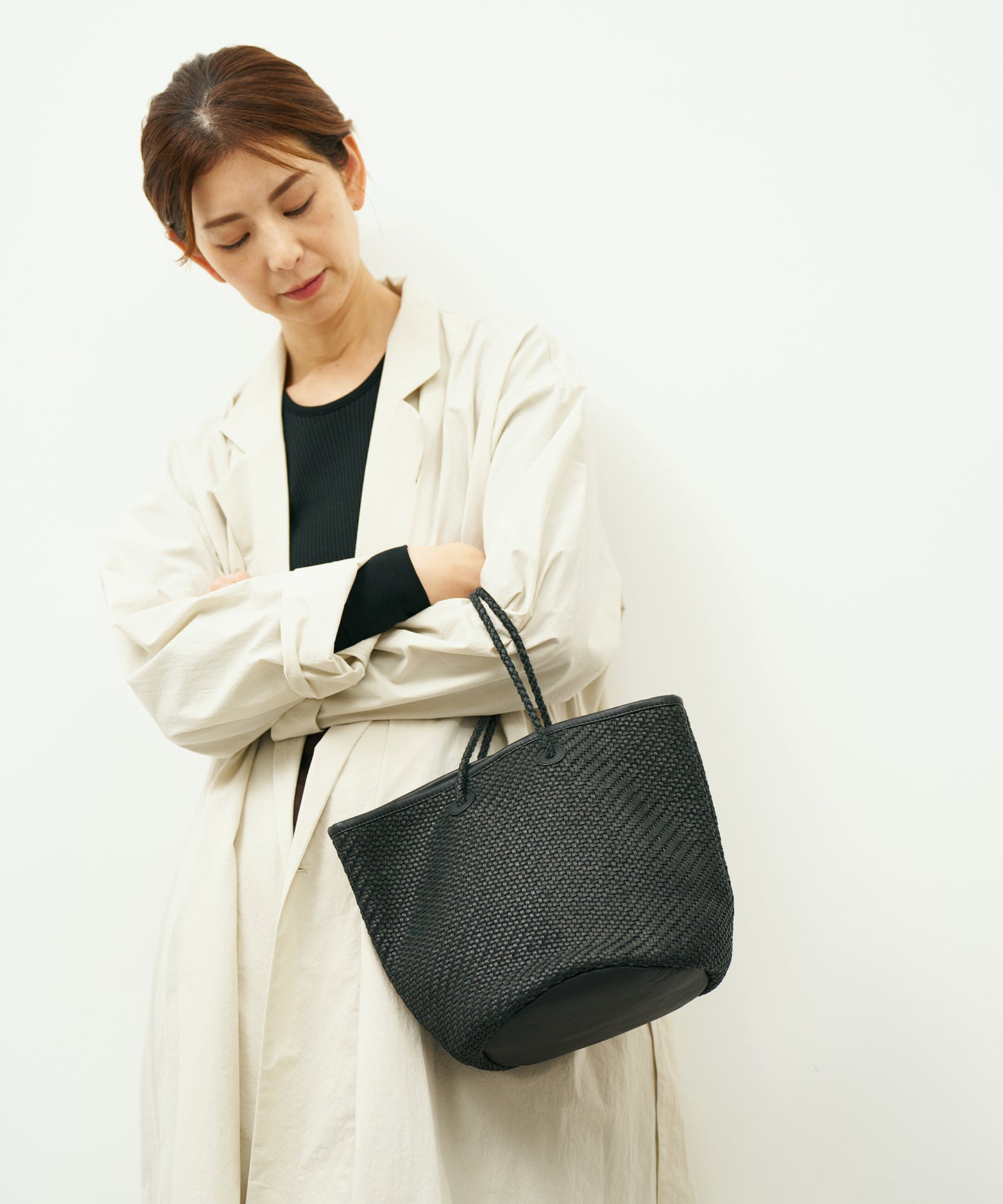 #60/ バスケット（black）/ 羊革・シープメッシュ