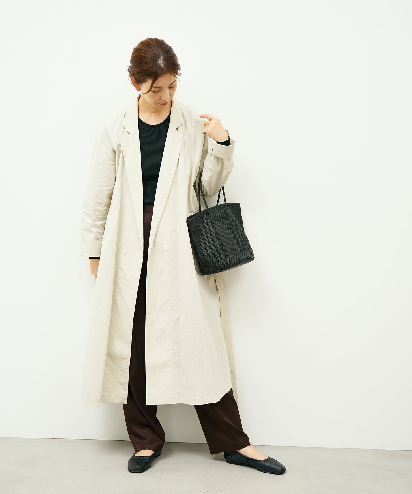 #60/ バスケット（black）/ 羊革・シープメッシュ