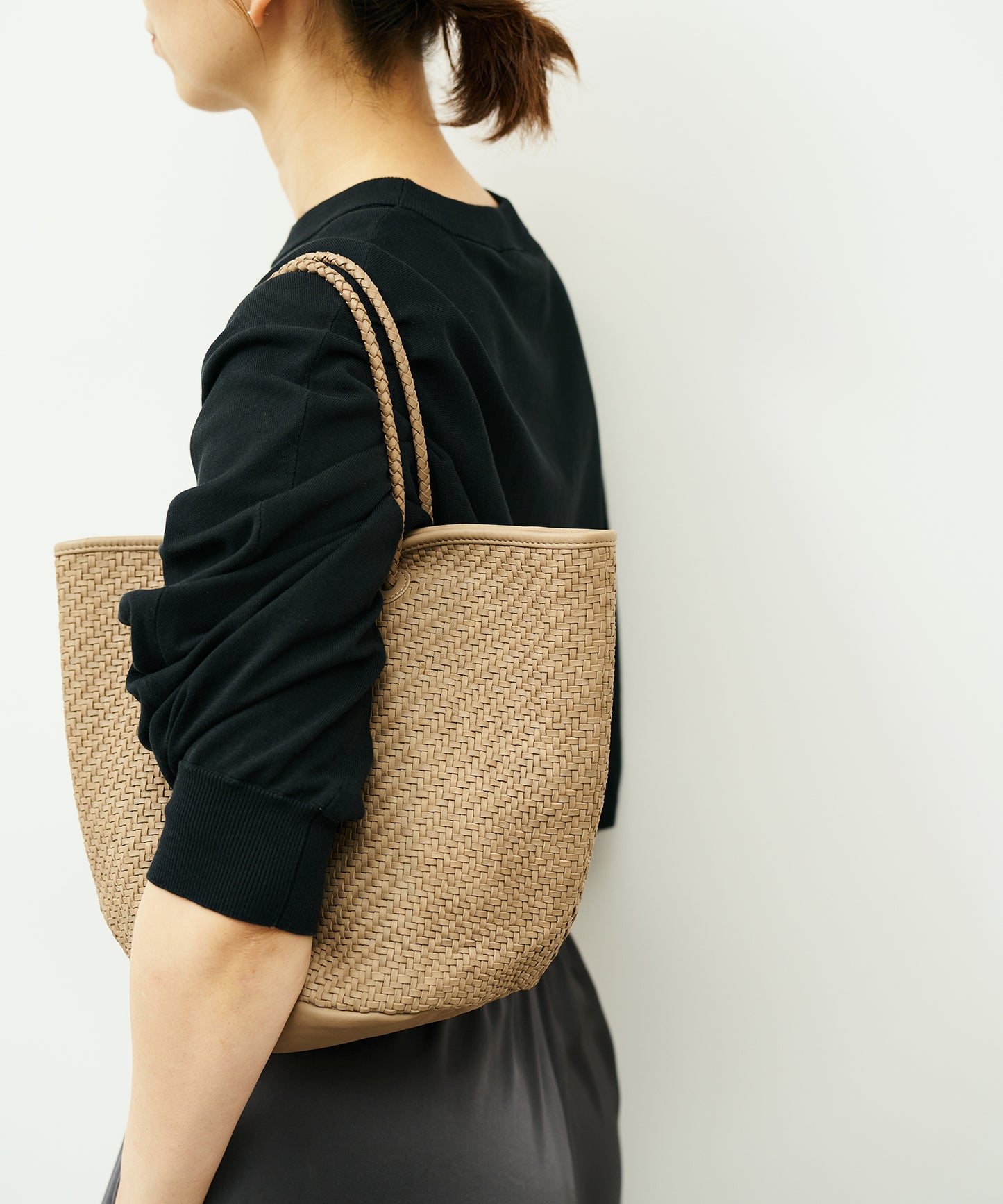 #60/ バスケット（marron beige）/ 羊革・シープメッシュ