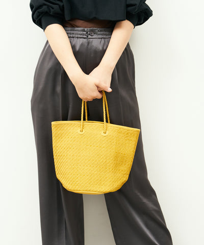 #60/ バスケット（mustard）/ 羊革・シープメッシュ