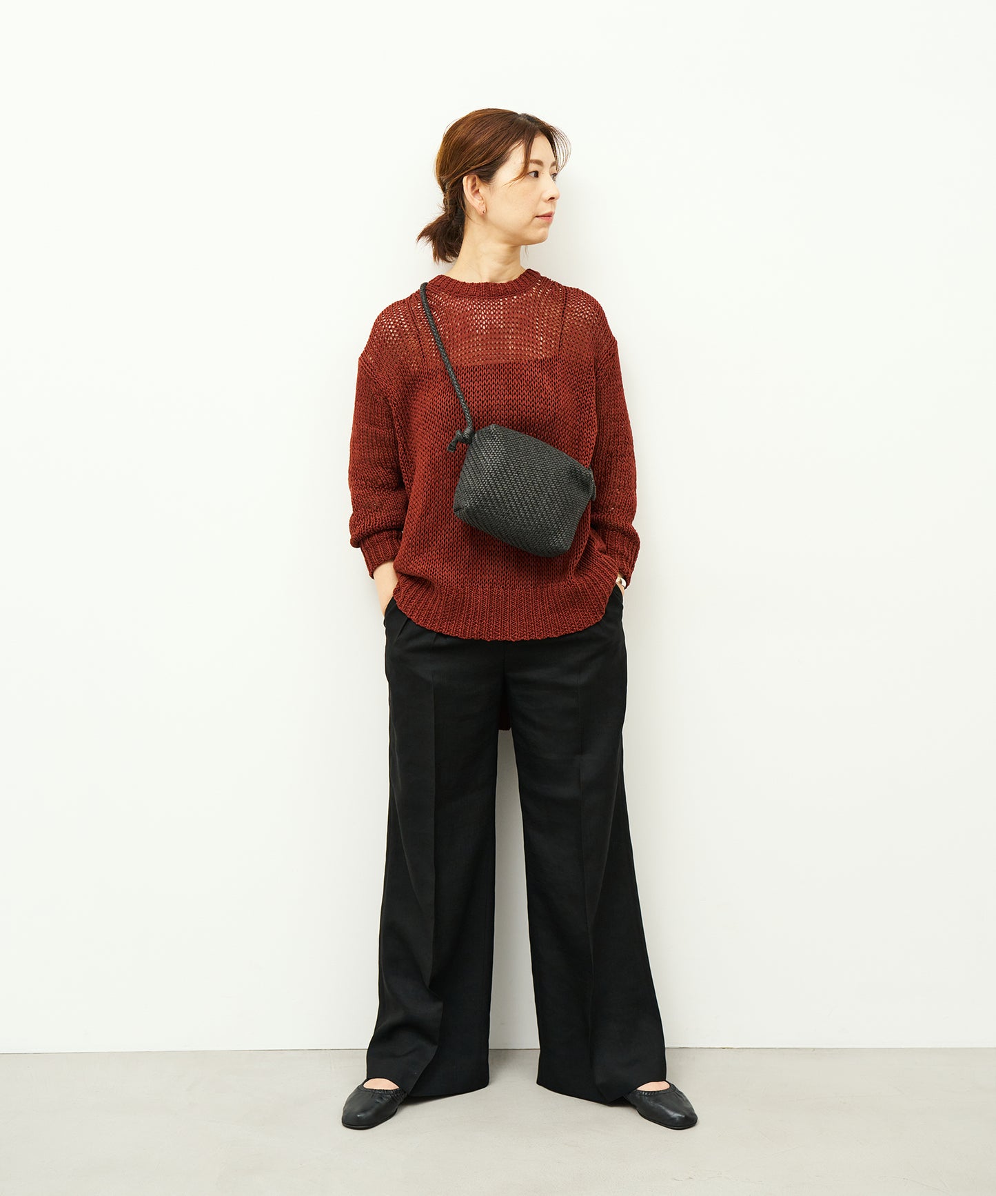 #60/ バレルショルダーS（black）/ 羊革・シープメッシュ