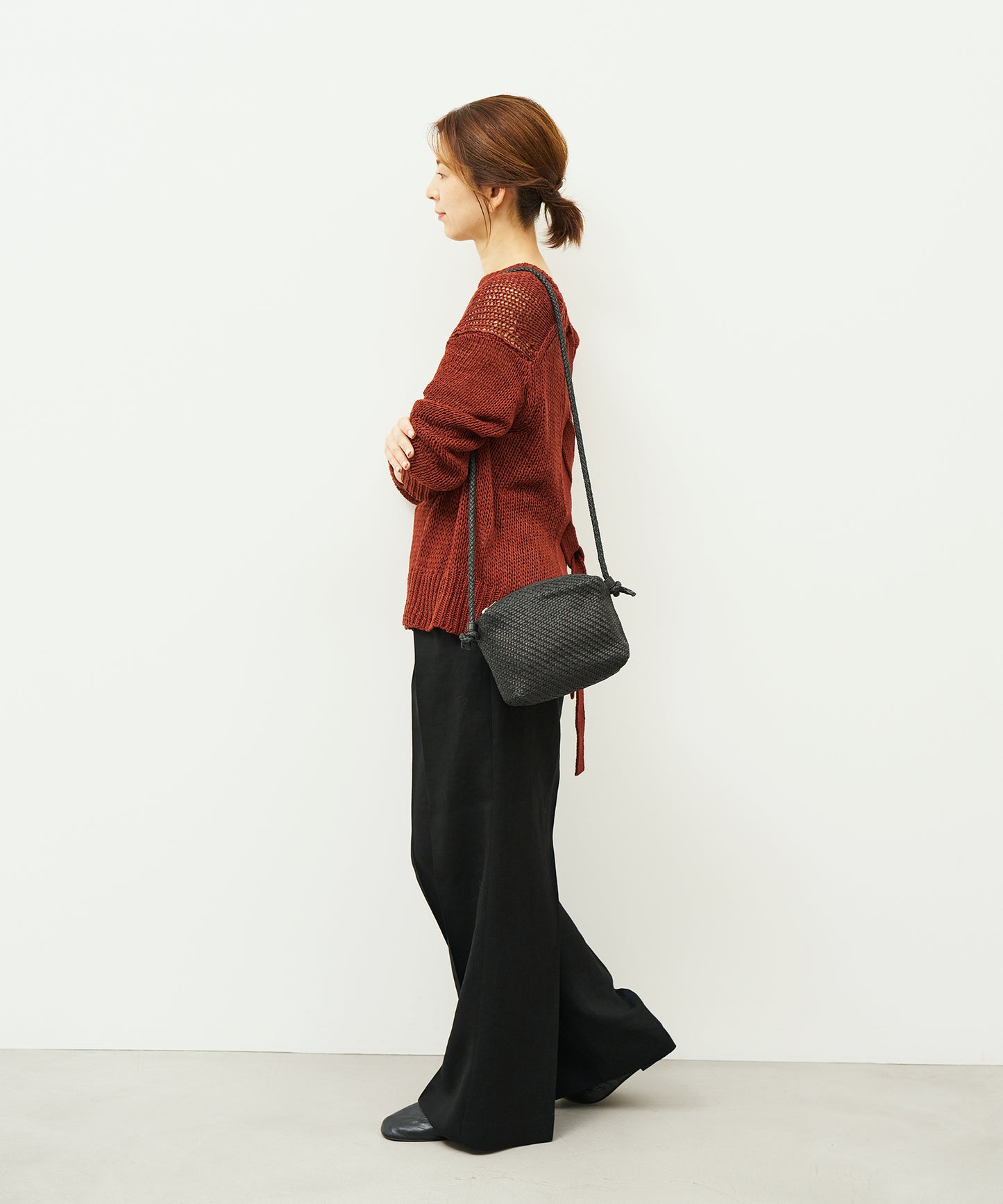 #60/ バレルショルダーS（black）/ 羊革・シープメッシュ
