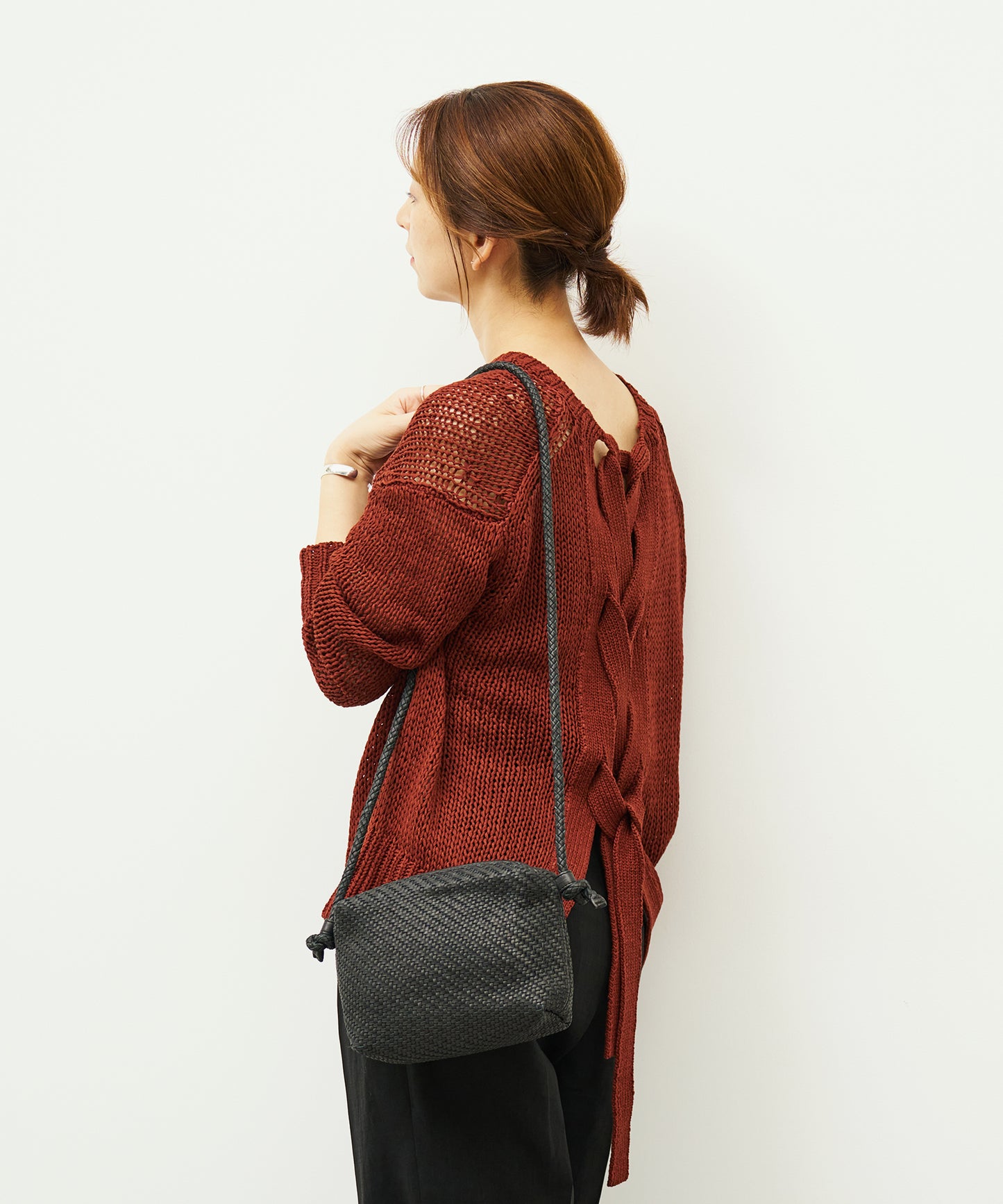 #60/ バレルショルダーS（black）/ 羊革・シープメッシュ