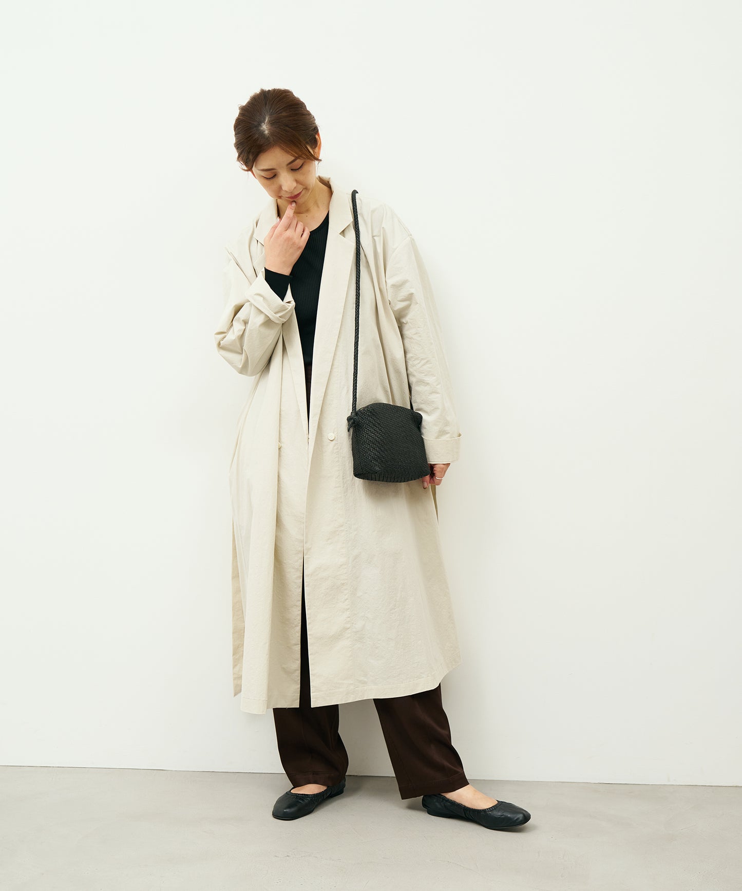 #60/ バレルショルダーS（black）/ 羊革・シープメッシュ