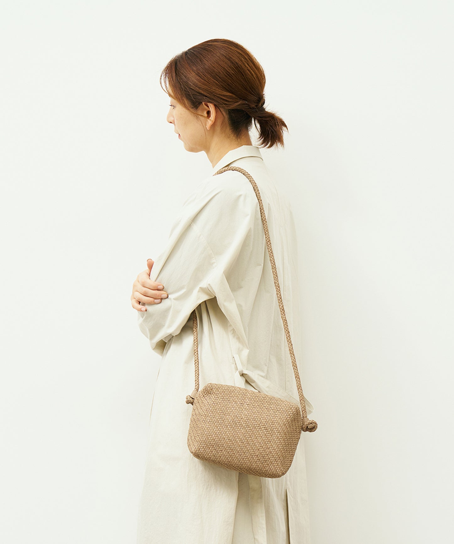 #60/ バレルショルダーS（marron beige）/ 羊革・シープメッシュ