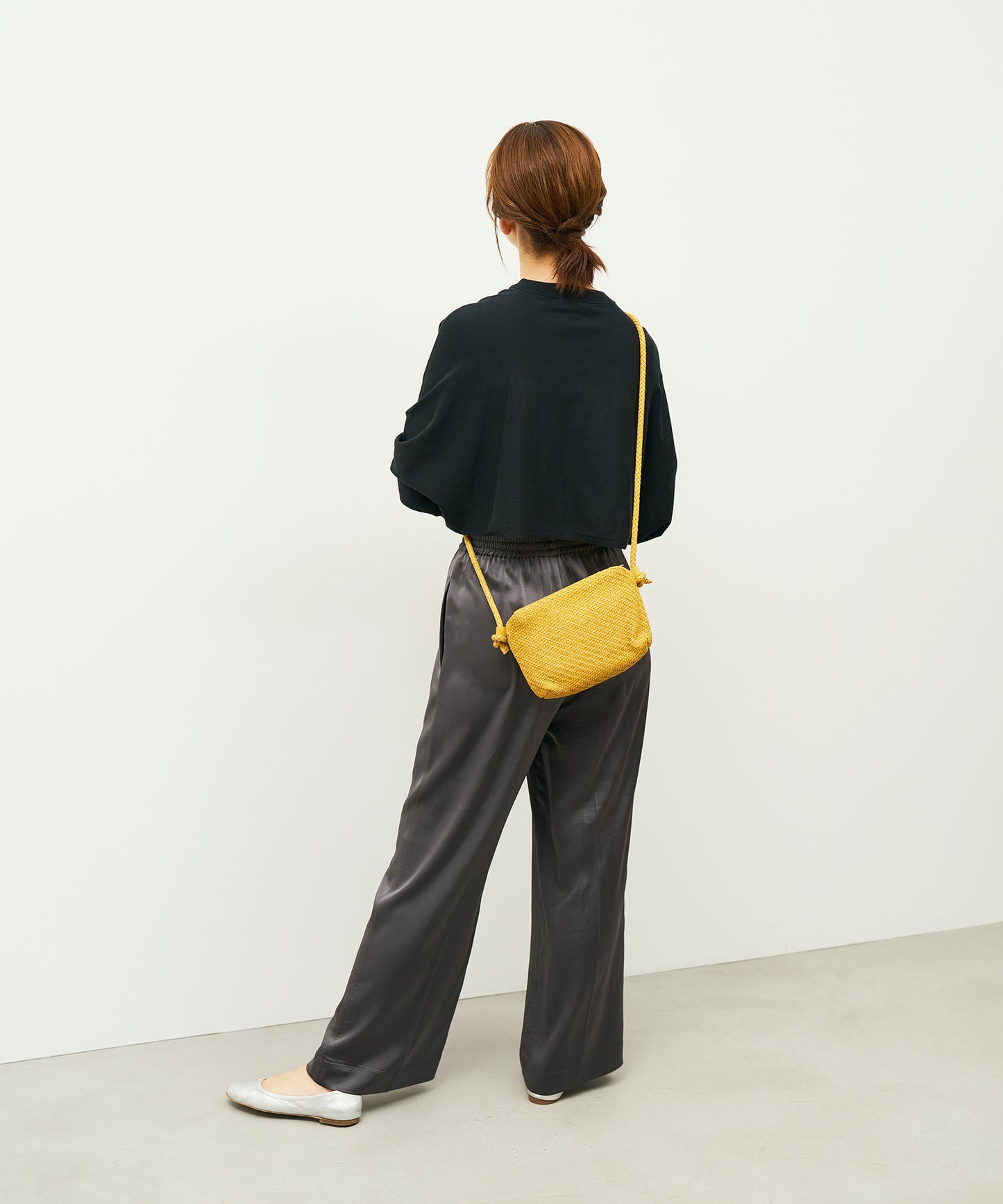 #60/ バレルショルダーS（mustard）/ 羊革・シープメッシュ