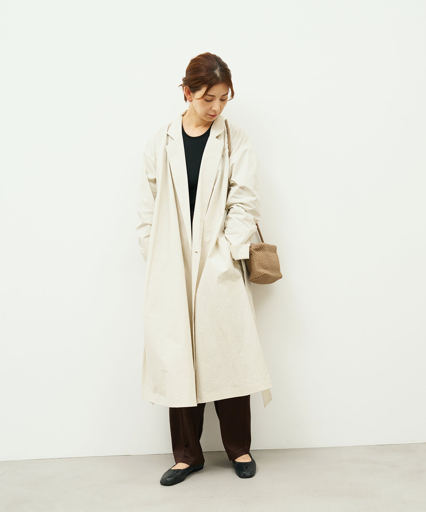 #60/ バレルショルダーM（marron beige）/ 羊革・シープメッシュ