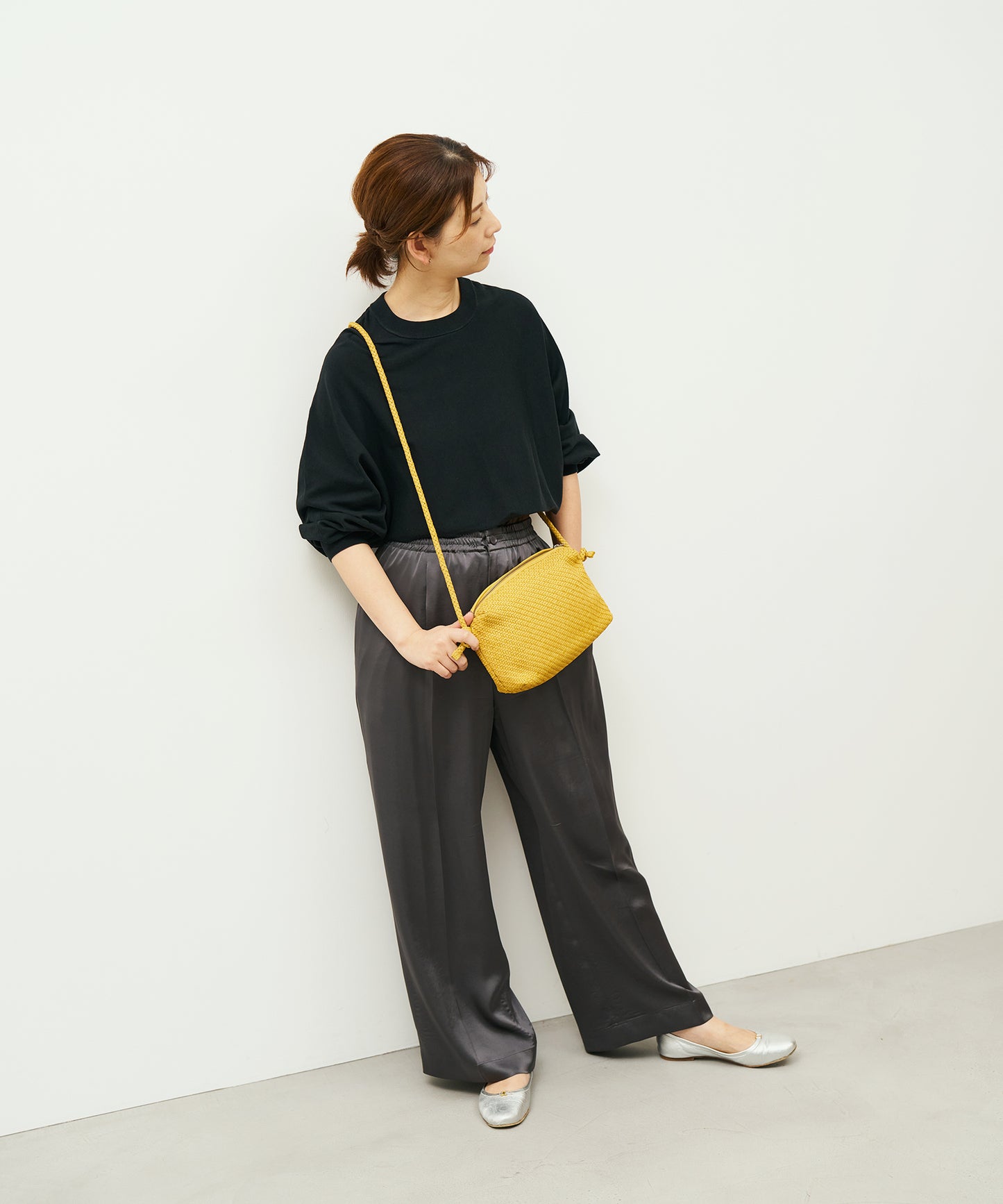 #60/ バレルショルダーM（mustard）/ 羊革・シープメッシュ