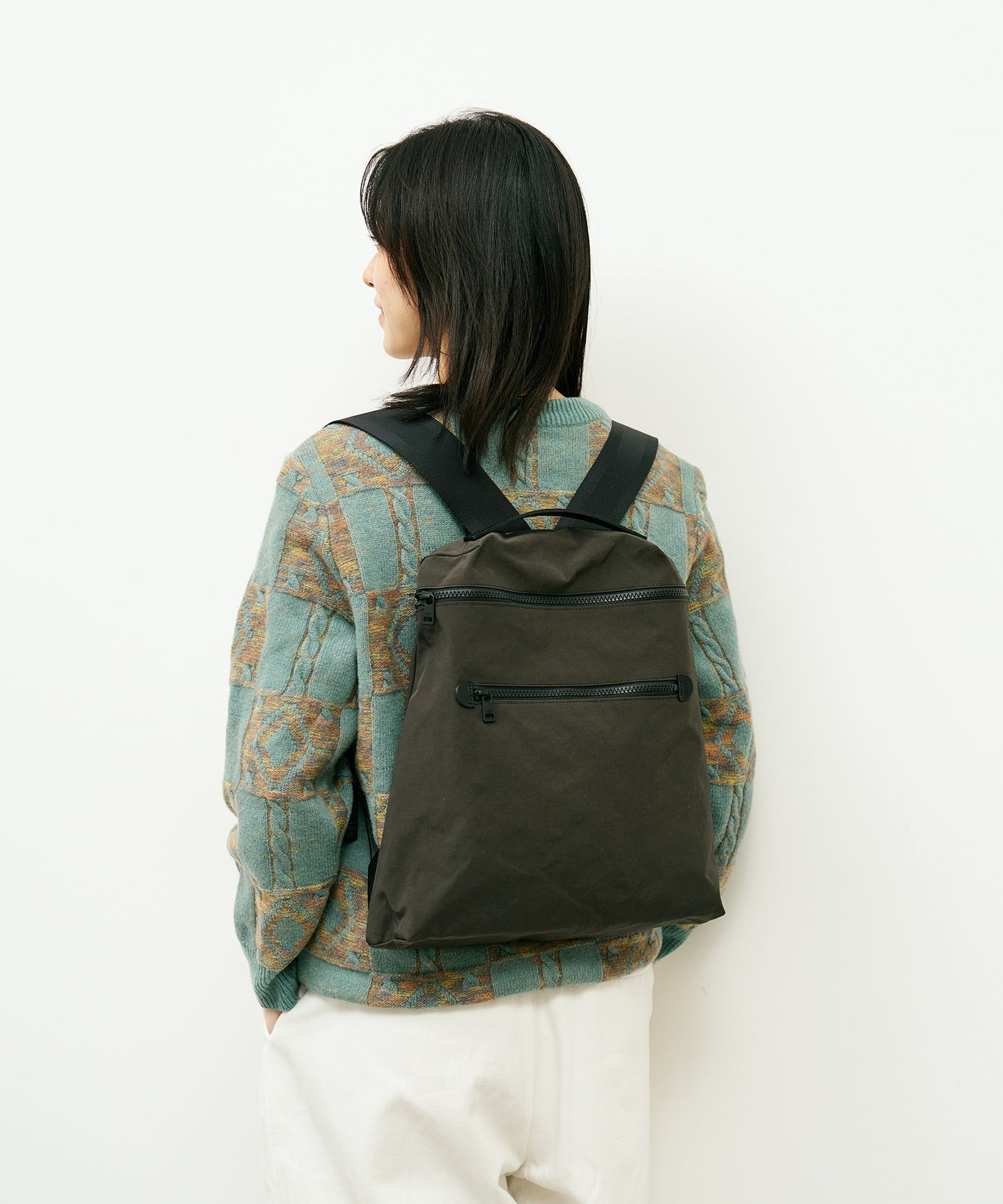 #86 / フラットリュック（charcoal）/ WRINKLE NYLON