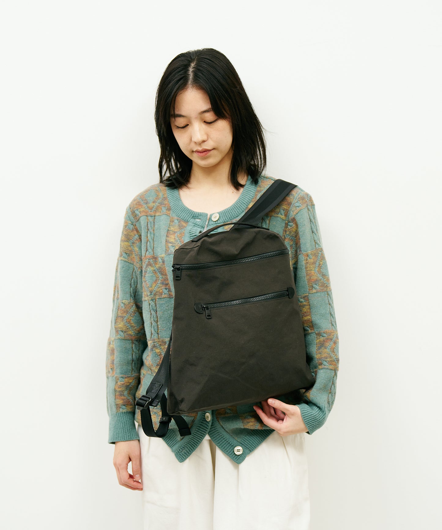 #86 / フラットリュック（charcoal）/ WRINKLE NYLON