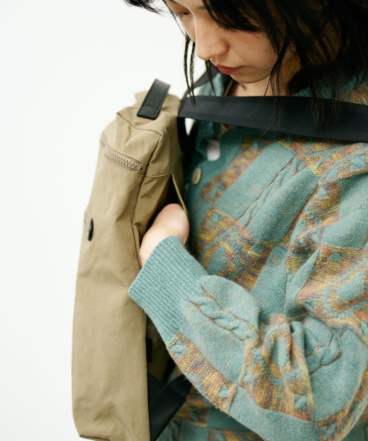 #86 / フラットリュック（sage gray）/ WRINKLE NYLON