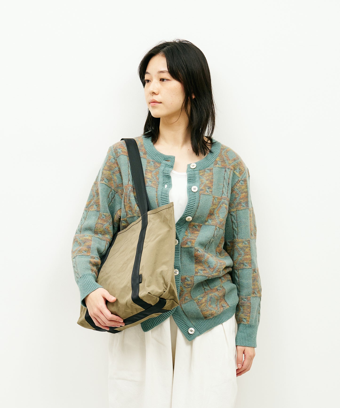 #86 / ベルトライントート（sage gray）/ WRINKLE NYLON