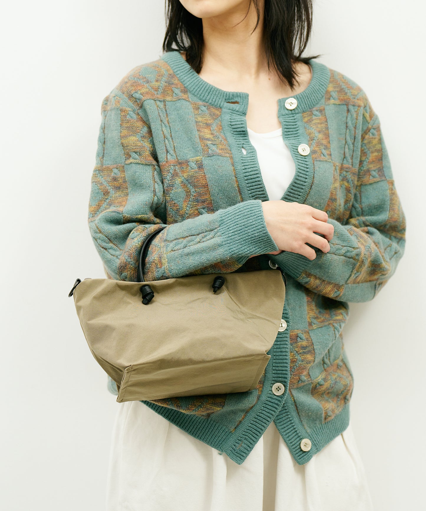 #86 / 2wayミニボストン（sage gray）/ WRINKLE NYLON