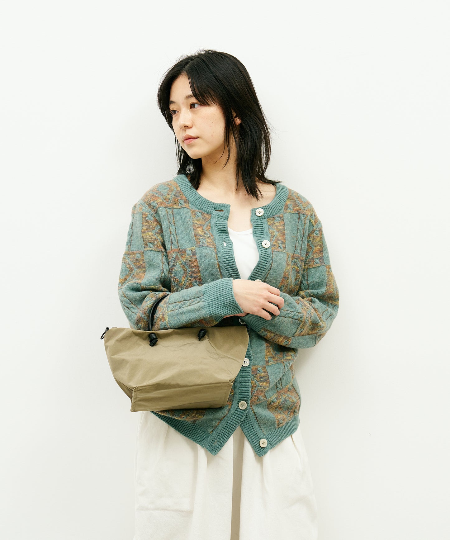 #86 / 2wayミニボストン（sage gray）/ WRINKLE NYLON