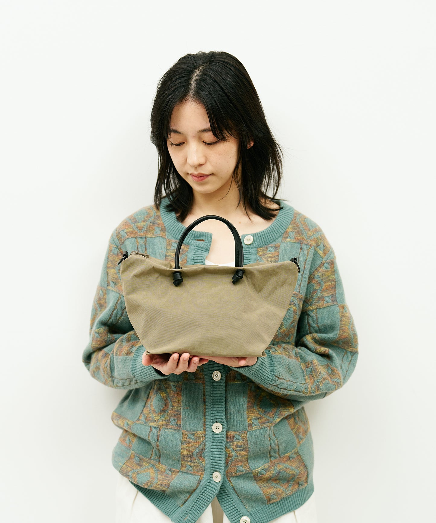 #86 / 2wayミニボストン（sage gray）/ WRINKLE NYLON