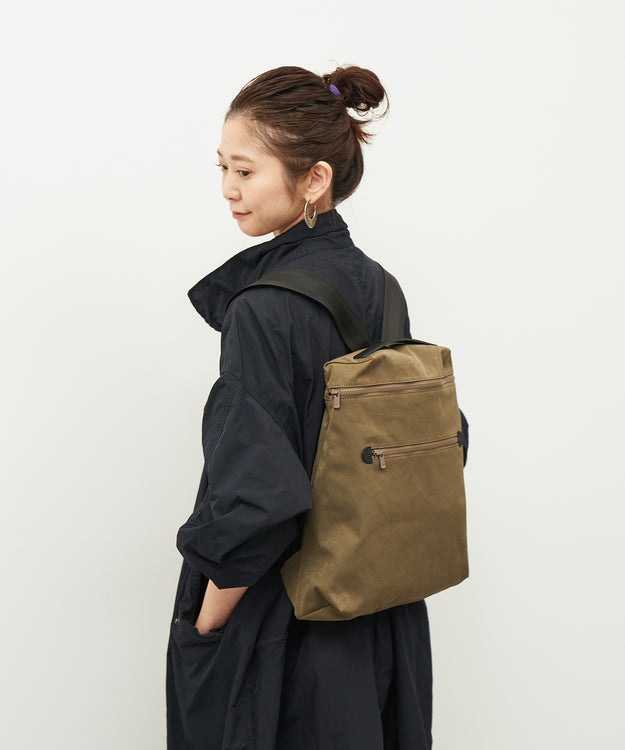 #89《~5/6 10%》フラットリュック（khaki）/ HD NYLON