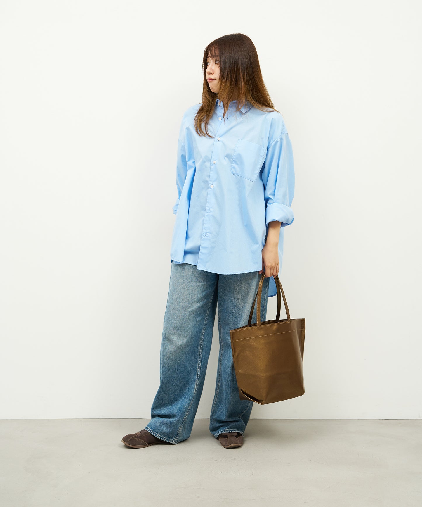 #36/ ランチバッグM（antique gold）/ ピッグスキン・ラスラ