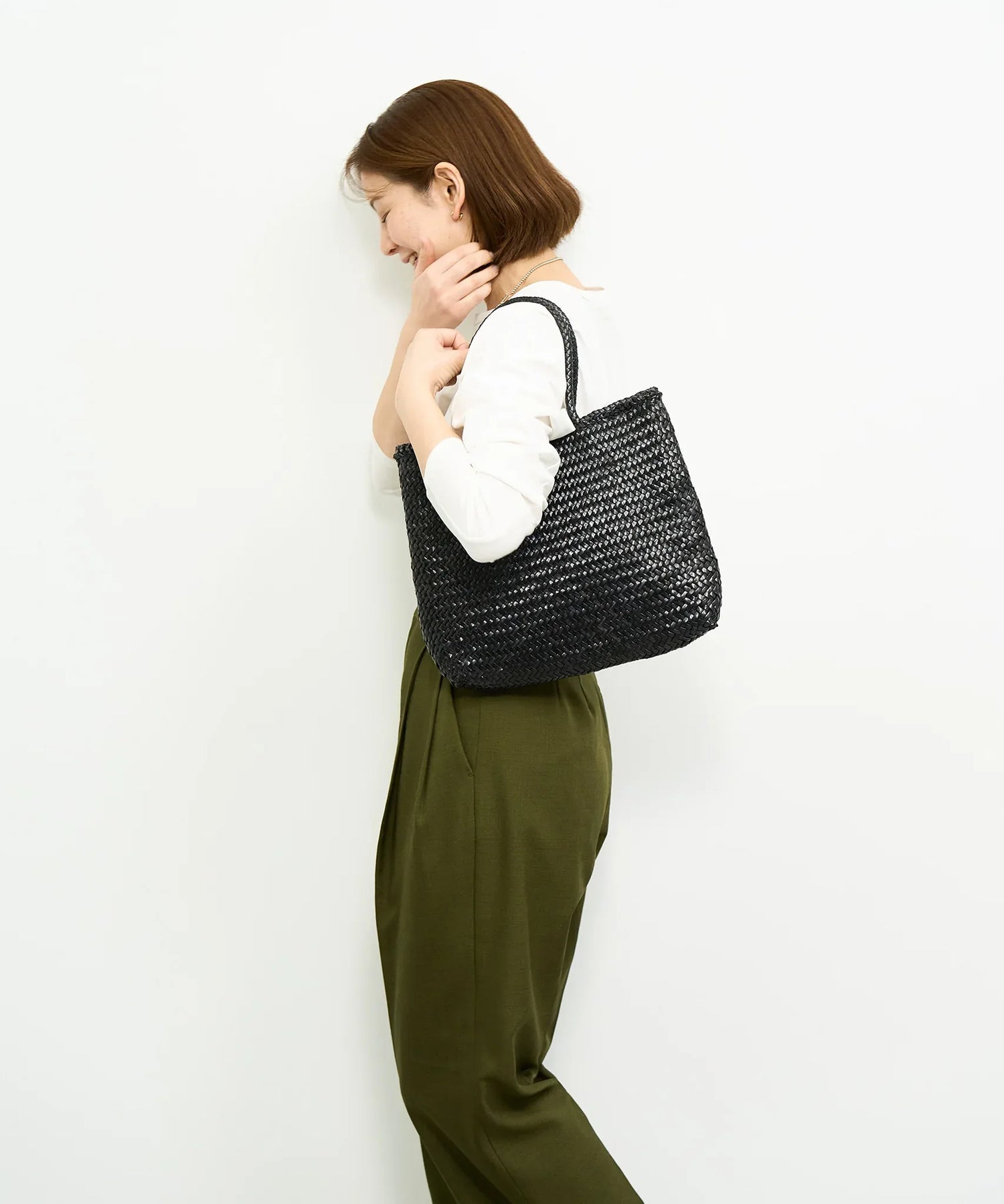 【26SS】#57/ メルカドショッパー（black） / 牛革・バッファローメッシュ - REN