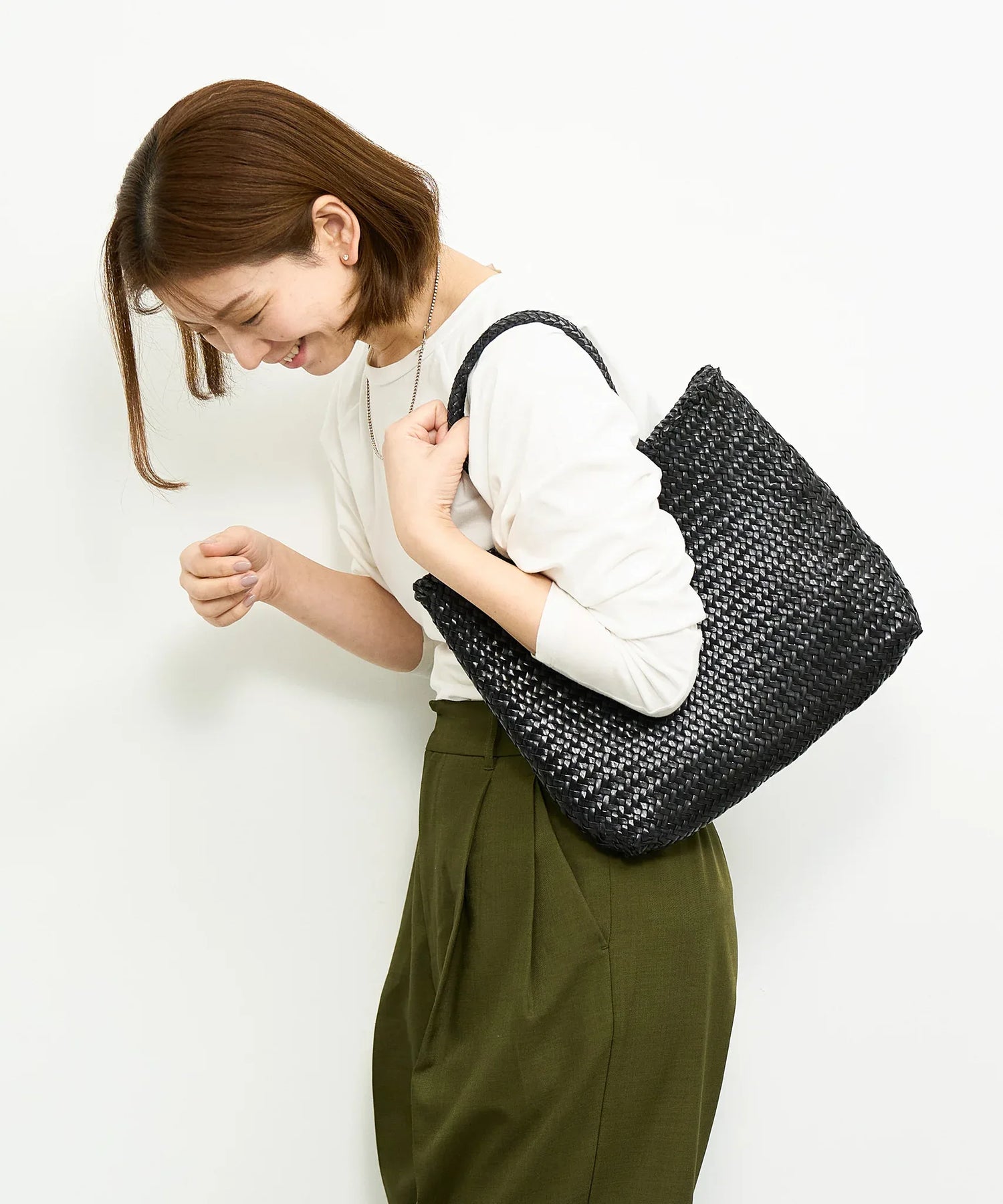 【26SS】#57/ メルカドショッパー（black） / 牛革・バッファローメッシュ - REN