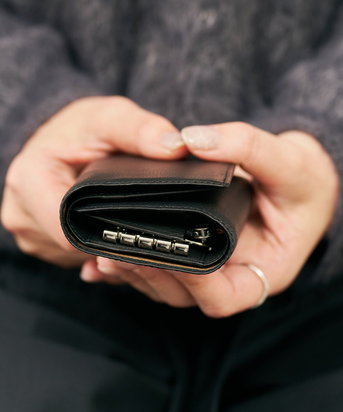 #55 / キーマージウォレット（black）/ 牛革・ベビーバッファロー