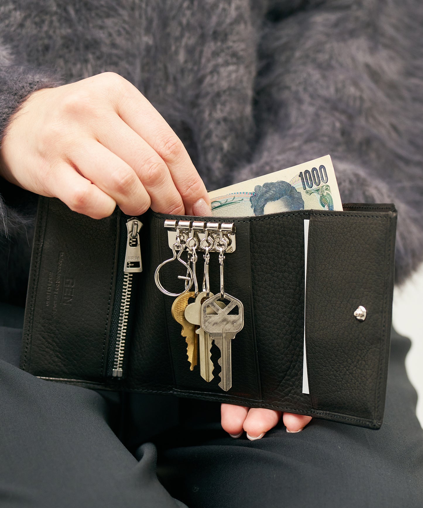 #55 / キーマージウォレット（black）/ 牛革・ベビーバッファロー