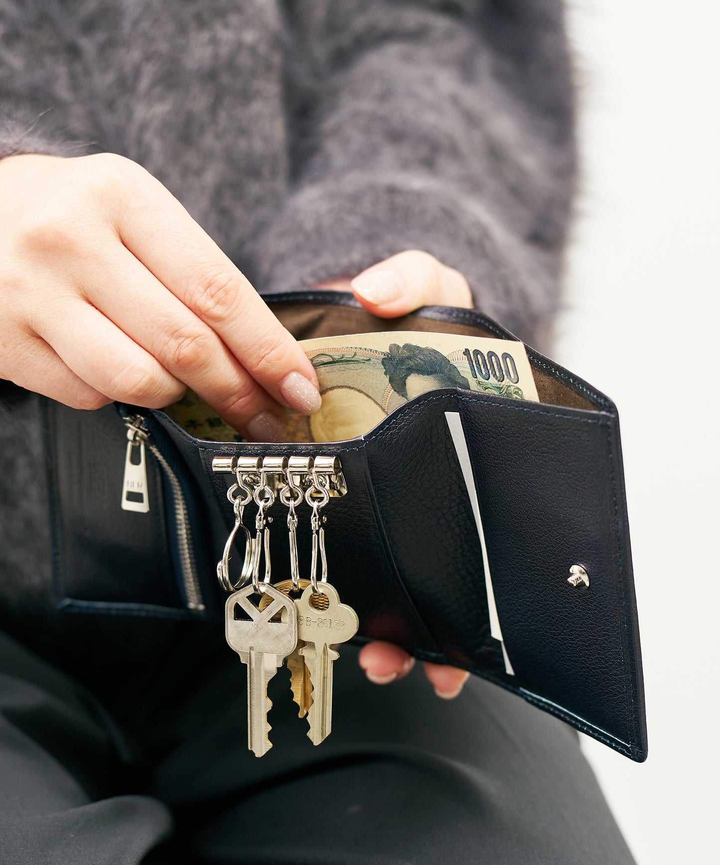 #55 / キーマージウォレット（indigo blue）/ 牛革・ベビーバッファロー