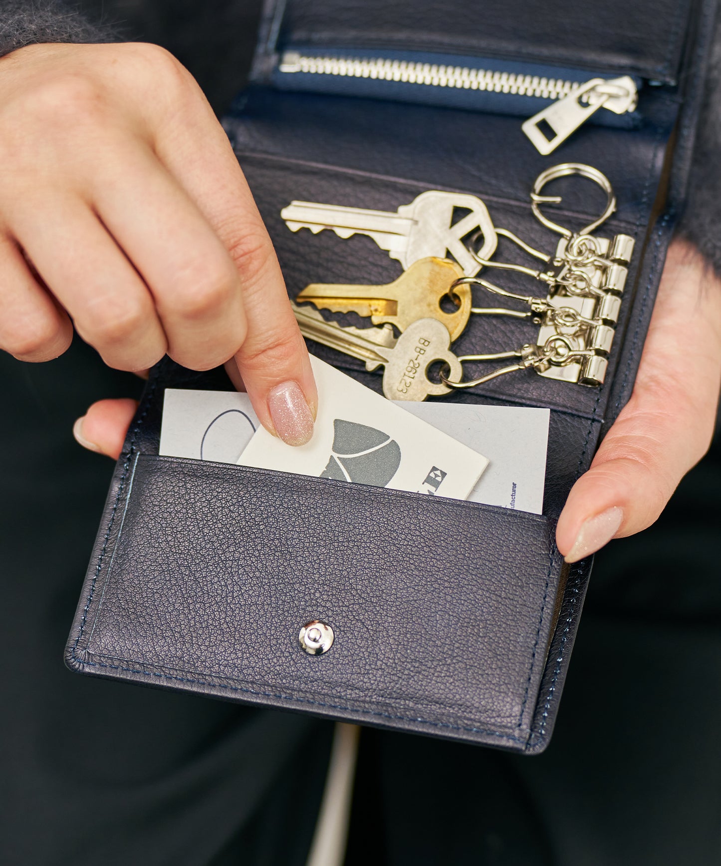 #55 / キーマージウォレット（indigo blue）/ 牛革・ベビーバッファロー