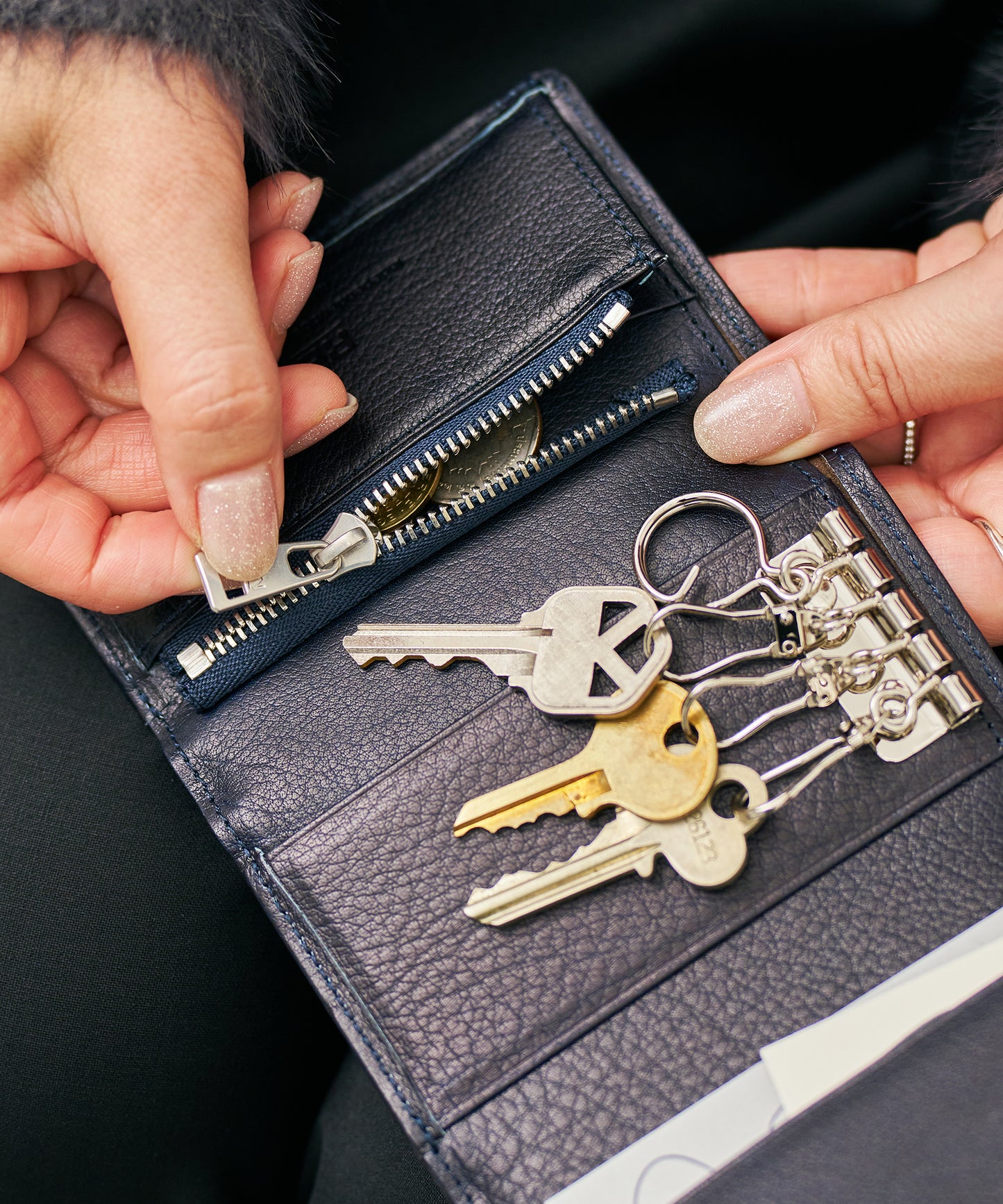 #55 / キーマージウォレット（indigo blue）/ 牛革・ベビーバッファロー